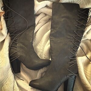 JustFab Charcoal Lace-Up Boots